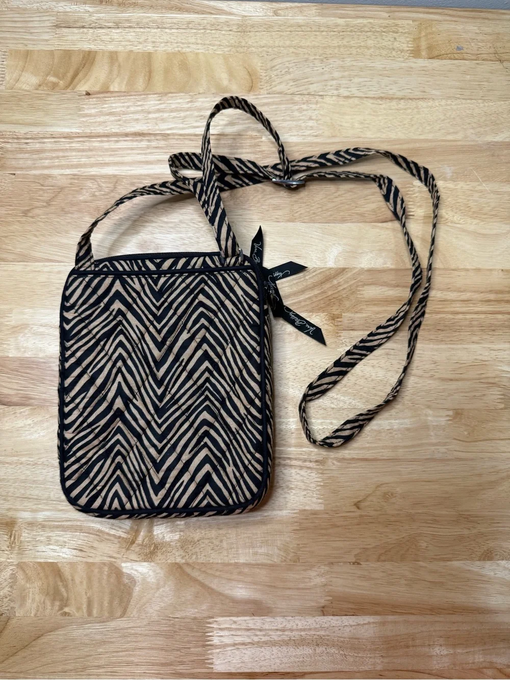 Vera Bradley Retired  Pattern Little Hipster Crossbody Bag Zebra Black Tan